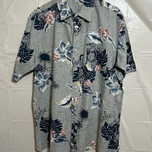 Vintage Aloha Hawaiian Shirt Floral Print 100% Cotton Oversized Beach Shirt